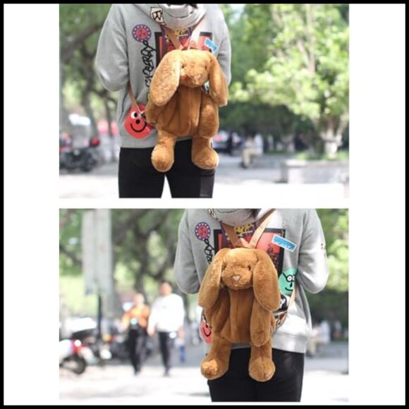 Plush Bunny Backpack Kawaii Daypack Faux Fur Shoulder Bag Cute Animal Design main image 4
